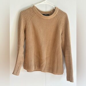 Quince Beige/Tan Crew Neck Cotton Sweater